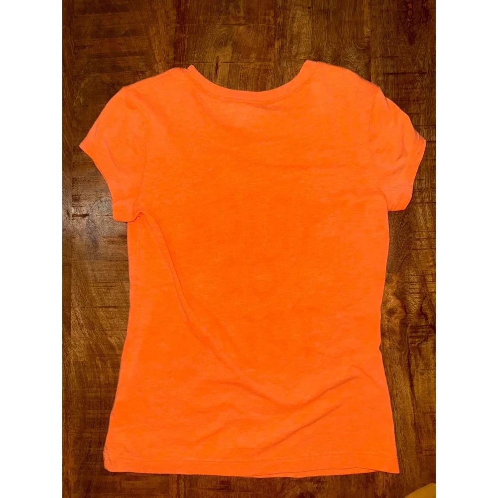 Justice Girls Orange Halloween Trick or Treat Glitter Graphic Tee Shirt Size 8